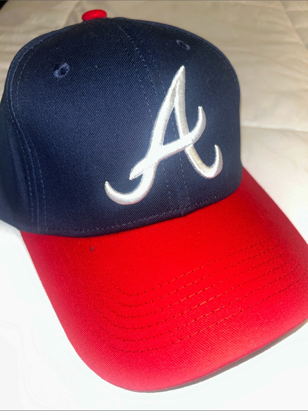 Atlanta A-Emblem Kids Baseball Cap - Navy & Red